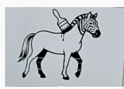 The same pages printed as eight labels on a real Zebra printer, animating the painting